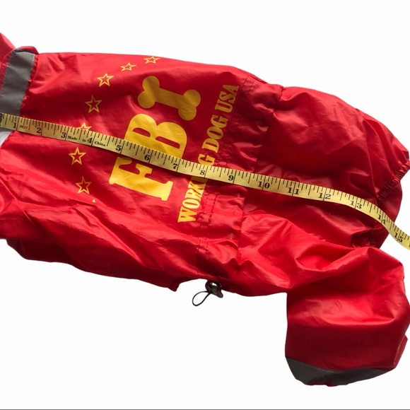 NEW Dog Raincoat S/M RED FBI Bone Working Dog NWOT - Picture 7 of 13